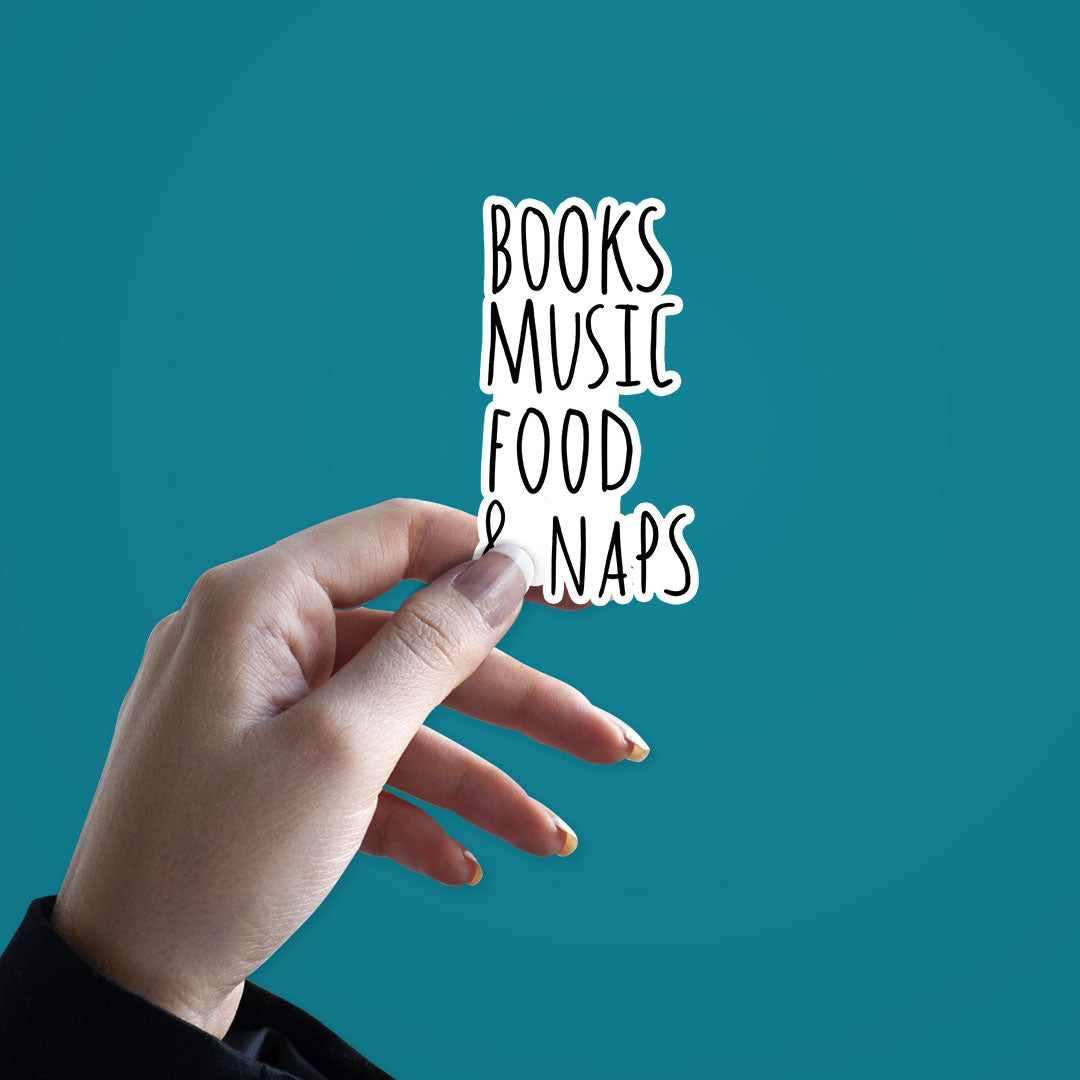 Books, Music, Food & NAPS Sticker - Image 3