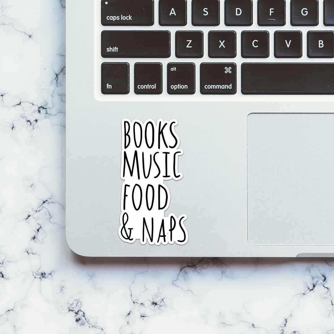 Books, Music, Food & NAPS Sticker - Image 5