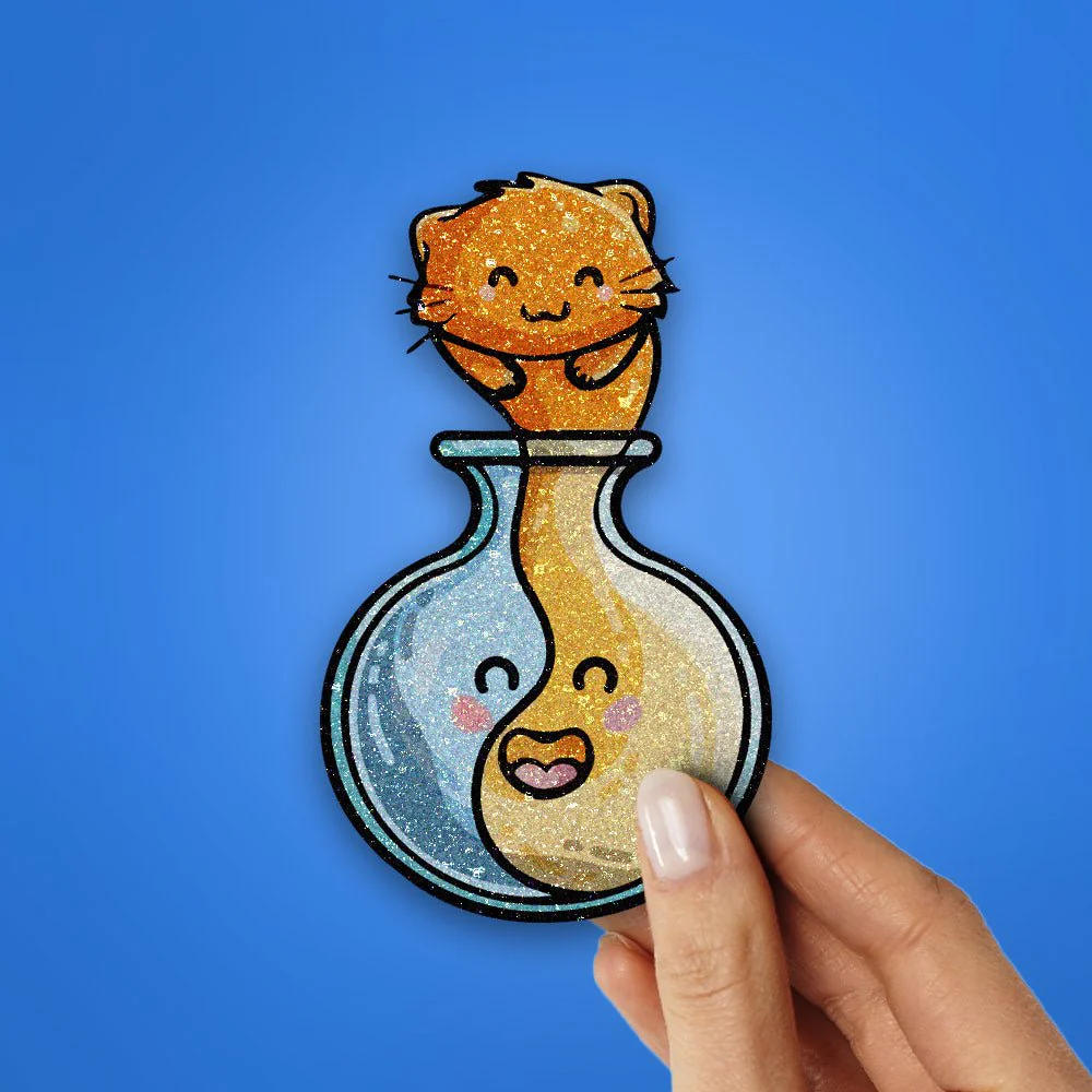 Cat Potion Glitter Sticker - Image 2
