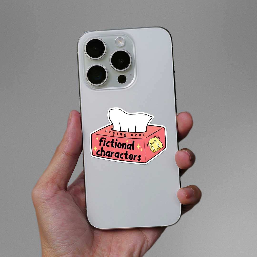 Crying Over Fictional Characters Sticker - Image 3