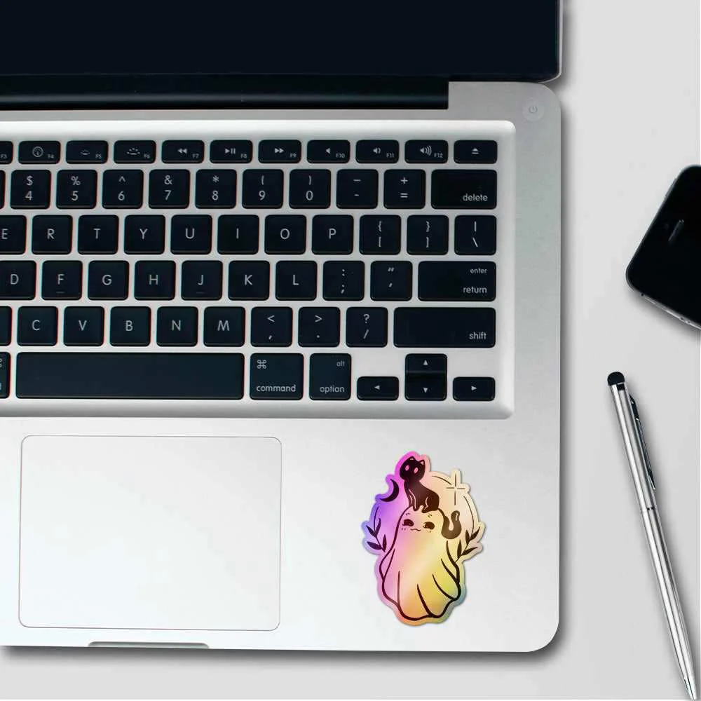 Cute Cat and Gost Holographic Stickers - Image 3
