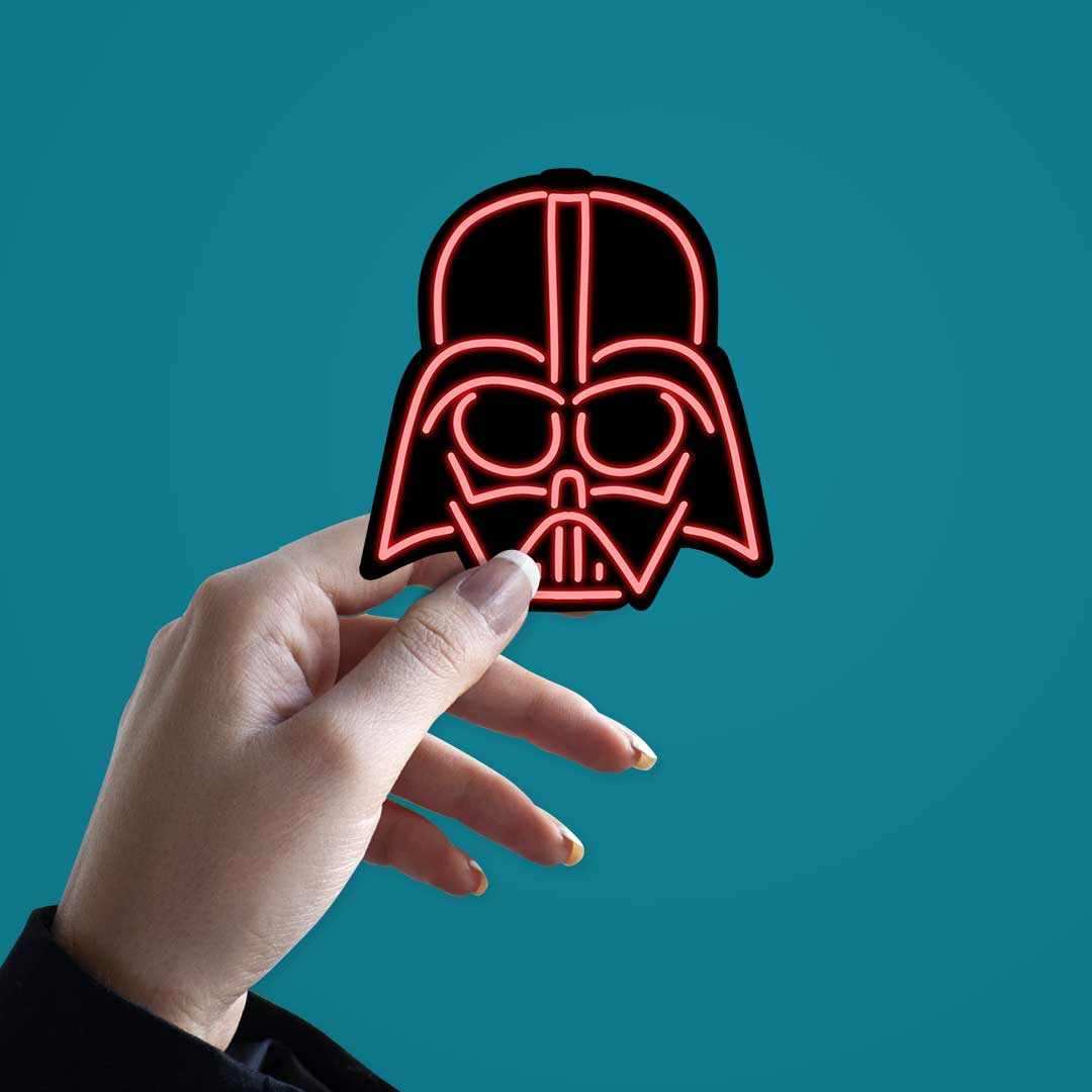 Neon Darth Vader Sticker - Image 2