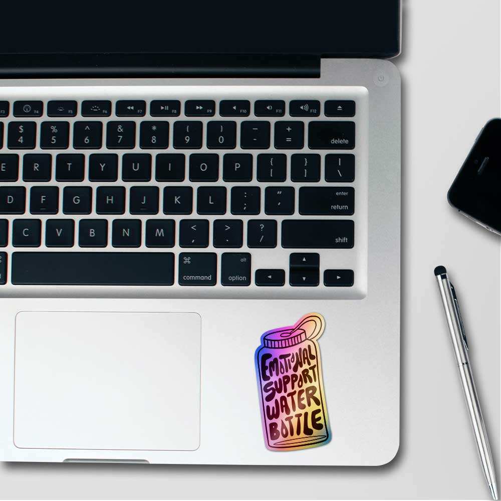 Emotional Support Water Bottle Holographic Sticker - Image 3