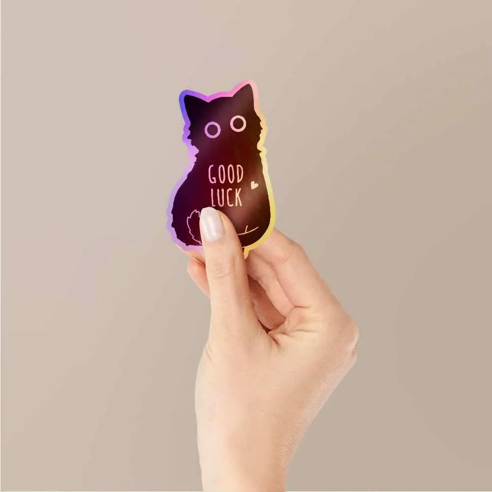 Good Luck Cat Holographic Stickers - Image 2