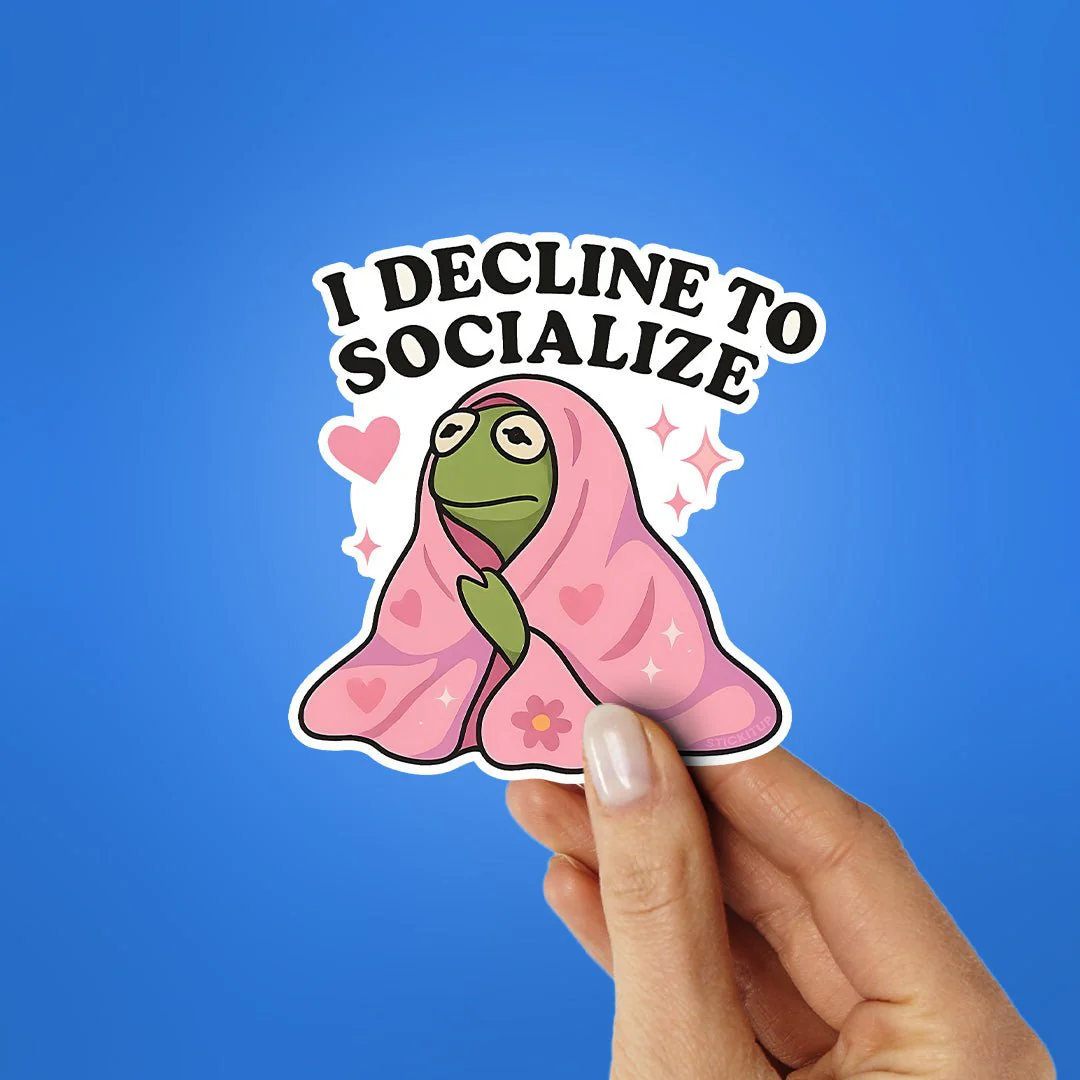 I Decline To Socialize Sticker - Image 2