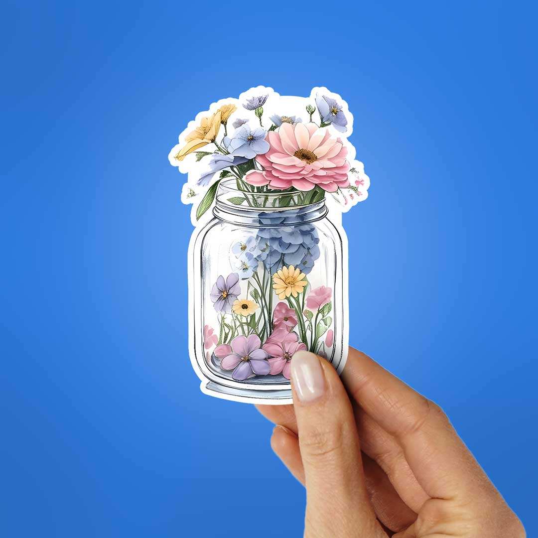 Jar Filled With Flowers Sticker - Image 2
