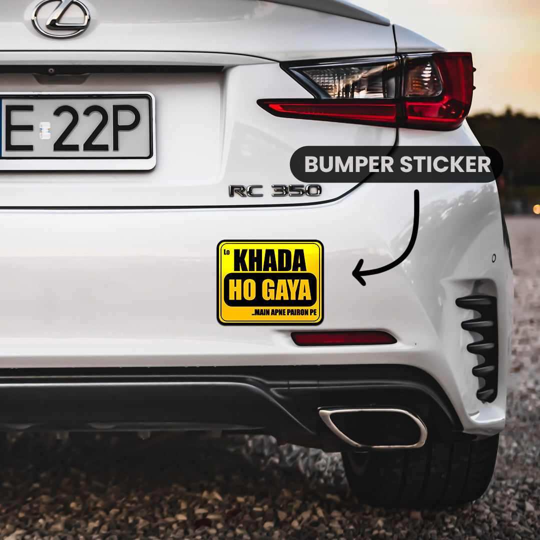 Lo Khada Ho Hogya Bumper Sticker - Image 3
