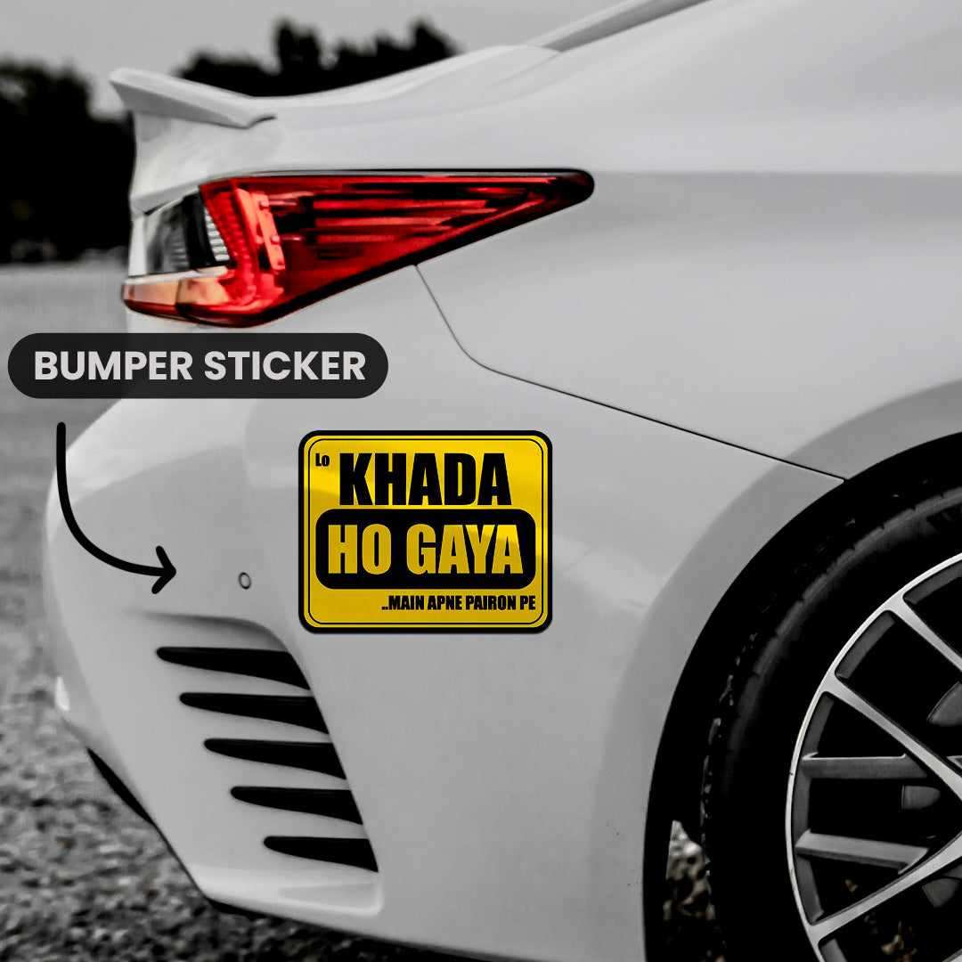 Lo Khada Ho Hogya Bumper Sticker - Image 4