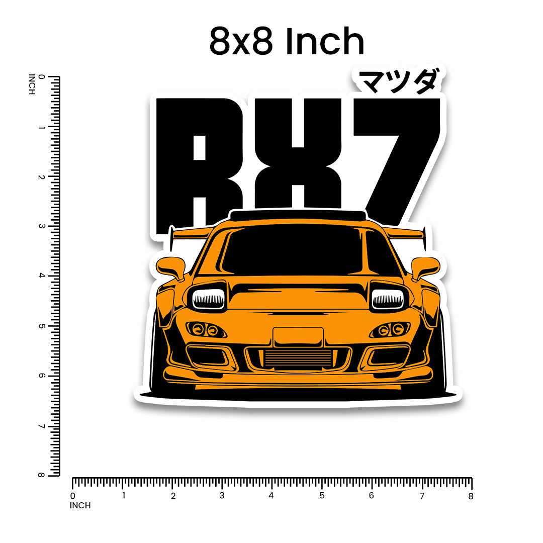 RX7 Orange Bumper Sticker - Image 5