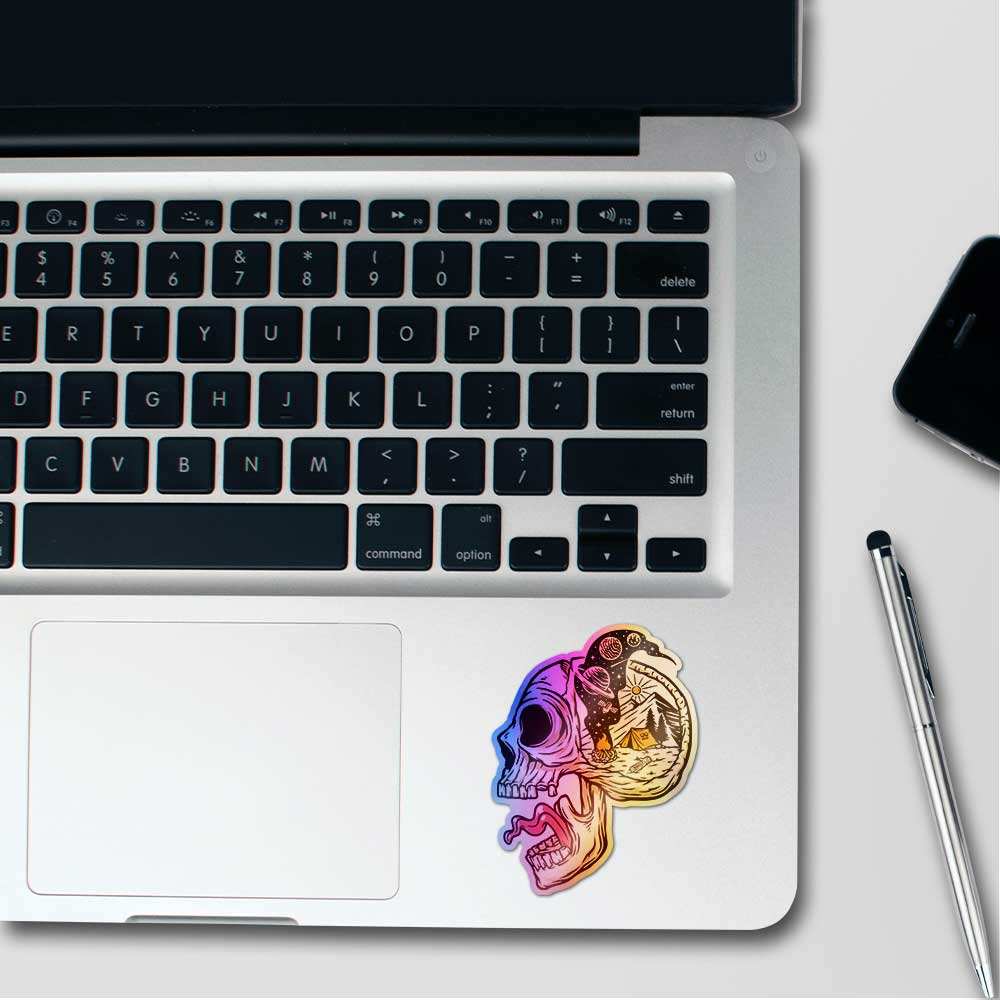 Skull Midnight Camping Holographic Sticker - Image 3