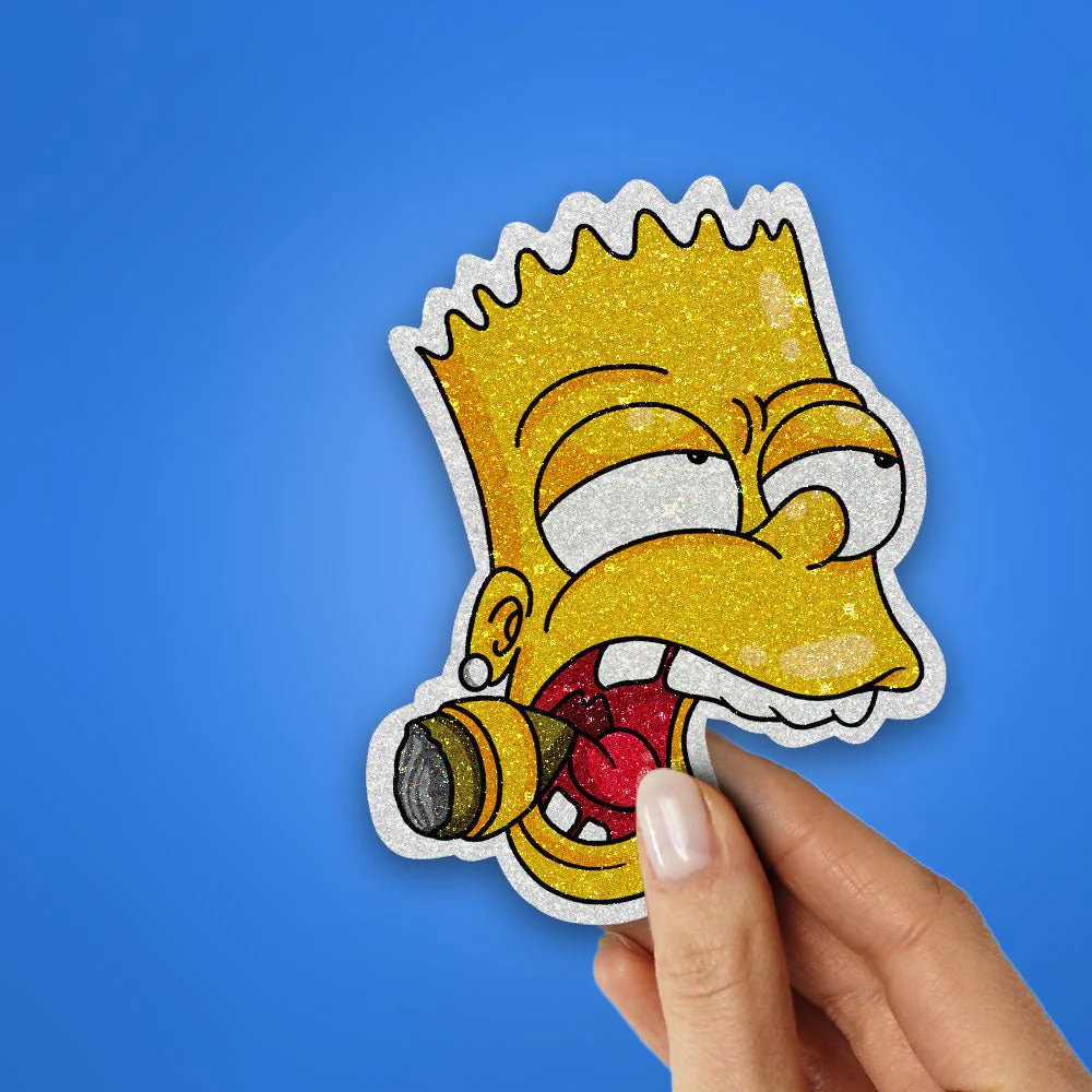 Smoking Bart Glitter Sticker - Image 2