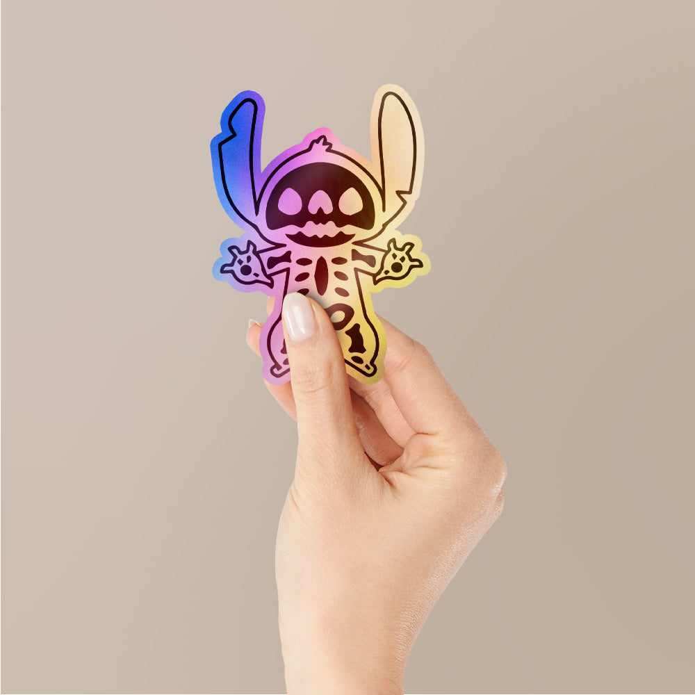 Stitch Skeleton Holographic Stickers - Image 2